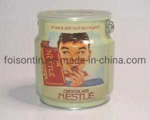 Factory Directly Decorative 64oz Pop Corn Tin Bucket Tin Can with Handle Plastic Lid