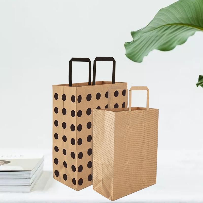 Eco-Friendly Customized Printing Gift Boutique Kraft Paper Flat Handle Bag