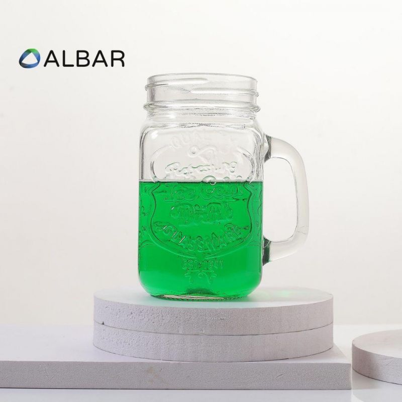 Square Glass Bottles Juice Milk Tequila Mason Jar with Lids and Holder