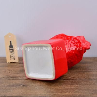 Custom Red Color Horse Bottle Ceramic Bottle with Lid