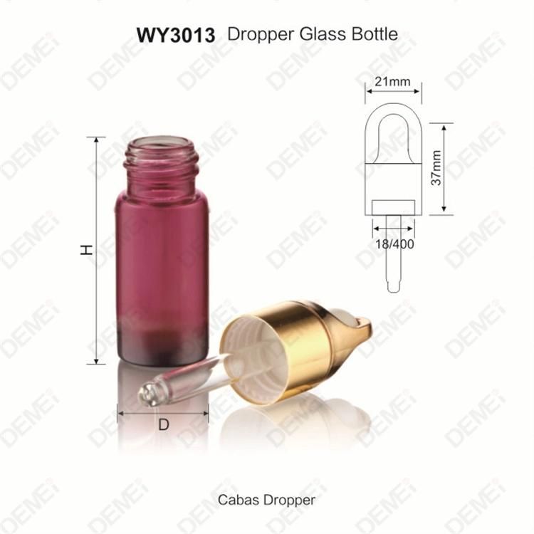 5-15ml Wholesale Cosmetic Packaging D22mm Straight Round Clear and Amber Serum Essential Oil Tube Glass Bottle with 18mm Gold Hand Basket Dropper Cap