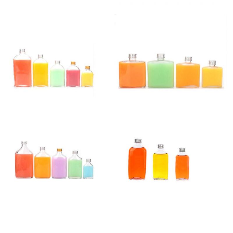 Flat Food Grade Empty 250ml 350ml Water Glass Juice Bottles