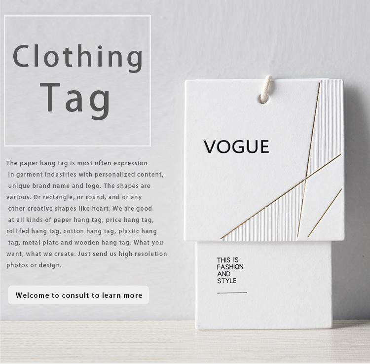Simple Paper Hang Tag Printed Swing Tag for Garment