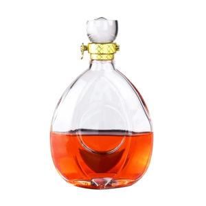 500ml Clear Empty Xo Whiskey Glass Bottle with Crystal Cap