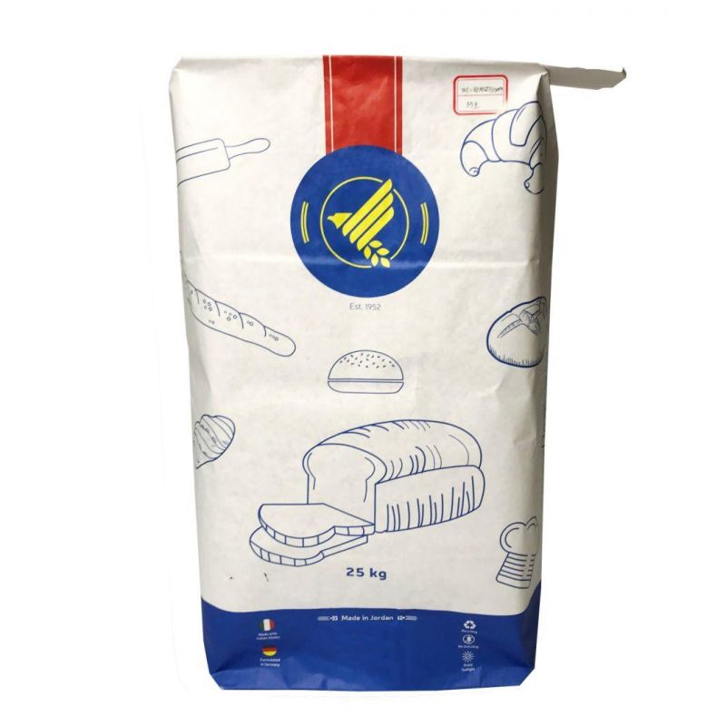 Disposable Kraft Paper with External Internal Valve PP Woven Flour Bag Sack 25kg Recyclable Eco-Friendly Packing Bag