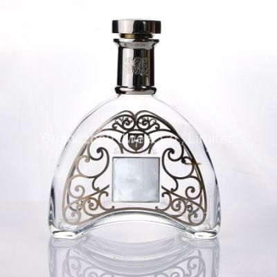 Custom Empty Unique Crystal Clear Spirits Brandy Liquor Glass Bottle