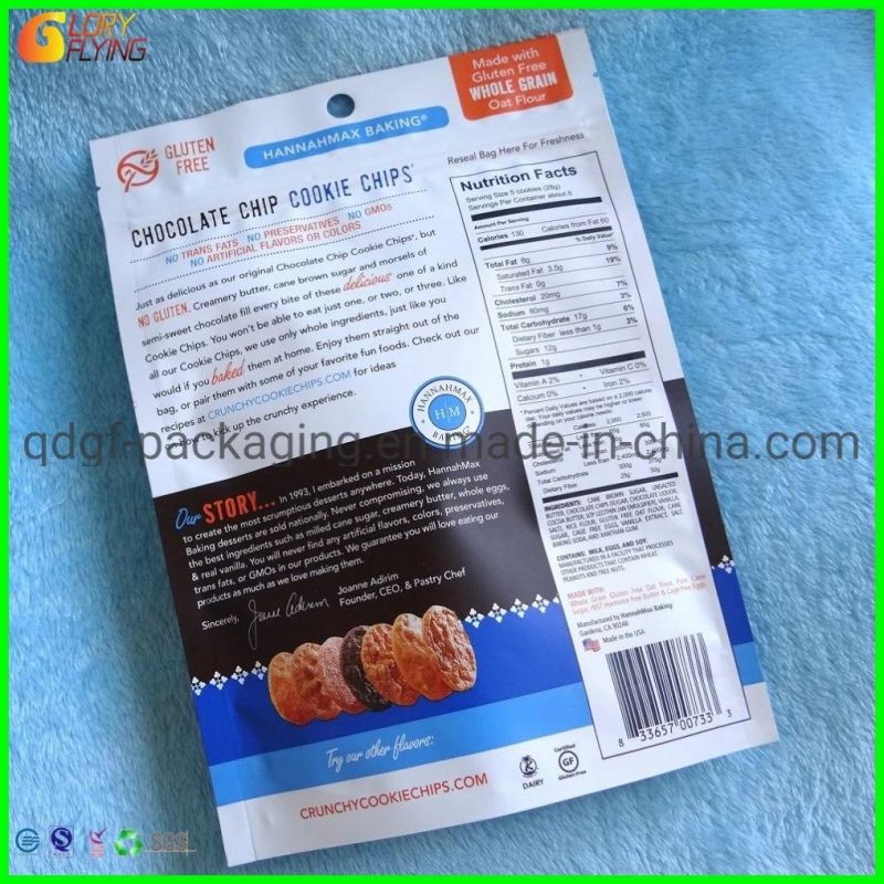 Kraft Paper Food Packaging Bags with Zip Lock for Cookies Packing
