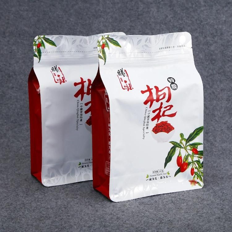 Customized Printing Laminated Flat Box Bottom Pouch / Custom Printed Coffee Packaging Bag with Zipper for Food