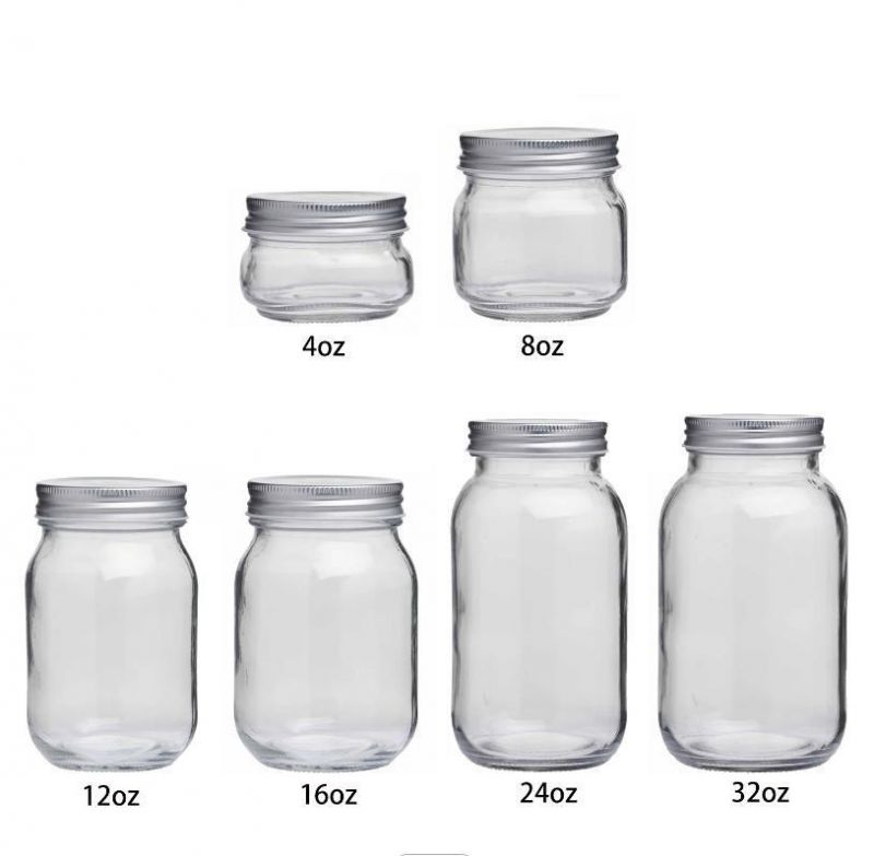 Regular Mouth Glass Mason Jars 16oz Honey Jam Jelly Food Hot Sauce Storage Packing Glass Canned Jar with Metal Screw Lid 480ml