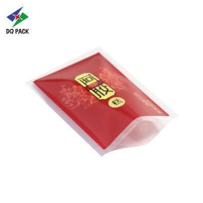 Dq Pack Custom Logo Plastic Packaging Bag Three Sides Seal Bag for Colla Corii Asini Snack Packaging