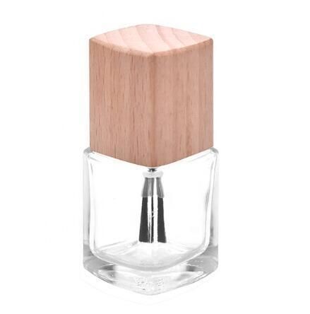 Transparent Glass Nail Polish Bottle with Wooden Cap