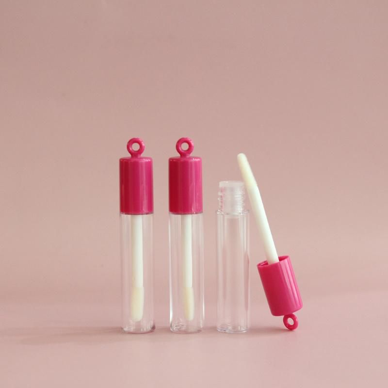 Pink Lipgloss Tube with Keychain Lip Gloss Containers with Wand