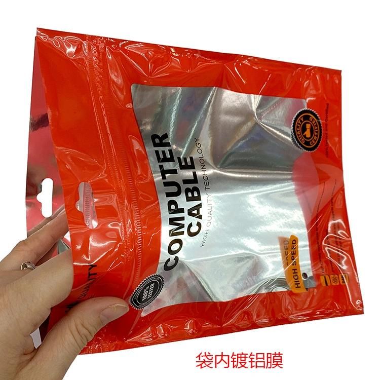 Red Computer Cable Plastic Package HDMI Power Zipper Bags