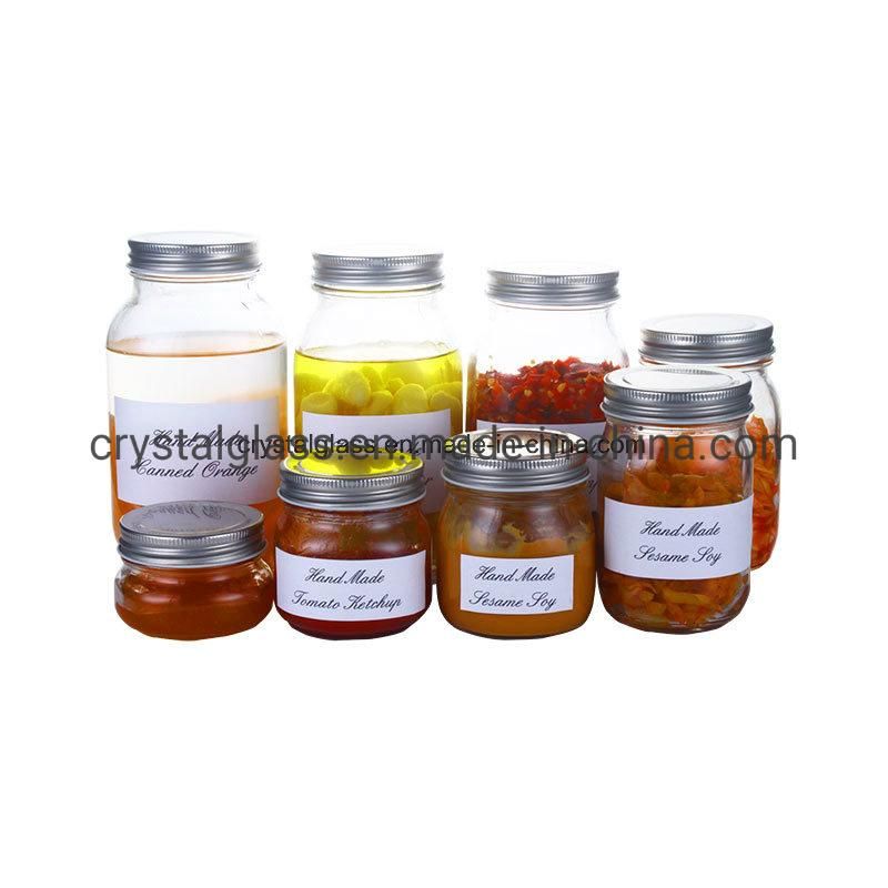 Wholesale 4 Oz 8 Oz 12 Oz Wide Mouth Size Mason Glass Canning Jar with Sliver Lids for Jam Jelly