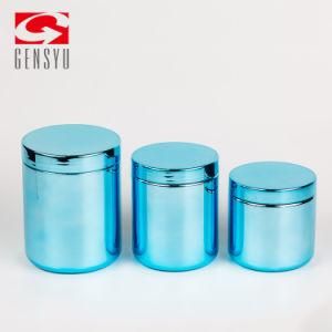 Hot Sale Cylindrical Shape Plastic 16oz HDPE Jars with Blue Chromed