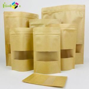 Open Window Kraft Paper Bag Food Packaging Ziplock Bag