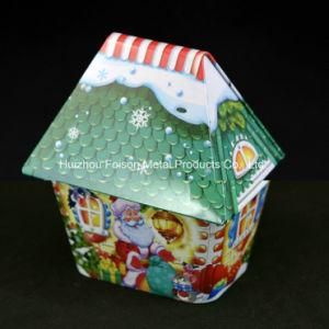 House Shaped Metal Can Money Bank Tin Box with Lock and Key