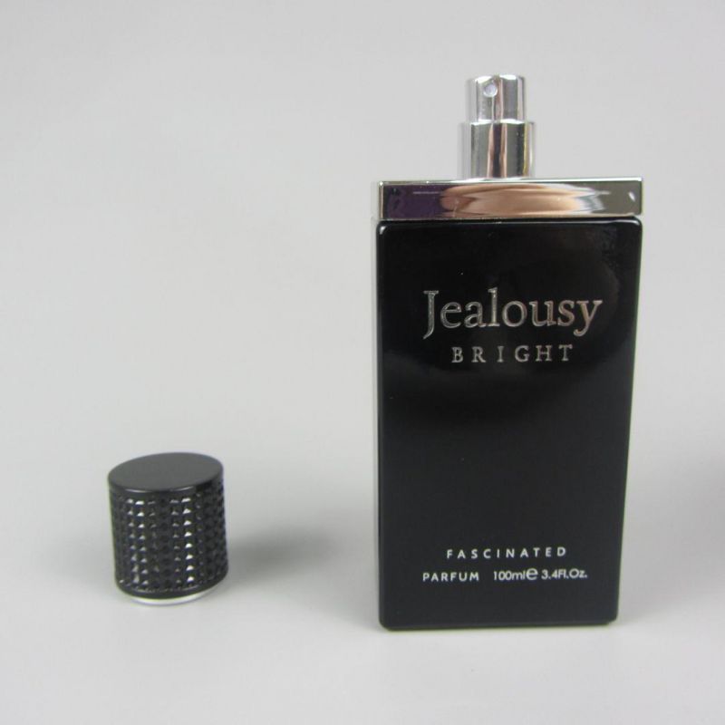 Flat Square Black Refillable Perfume Glass Bottle 100ml