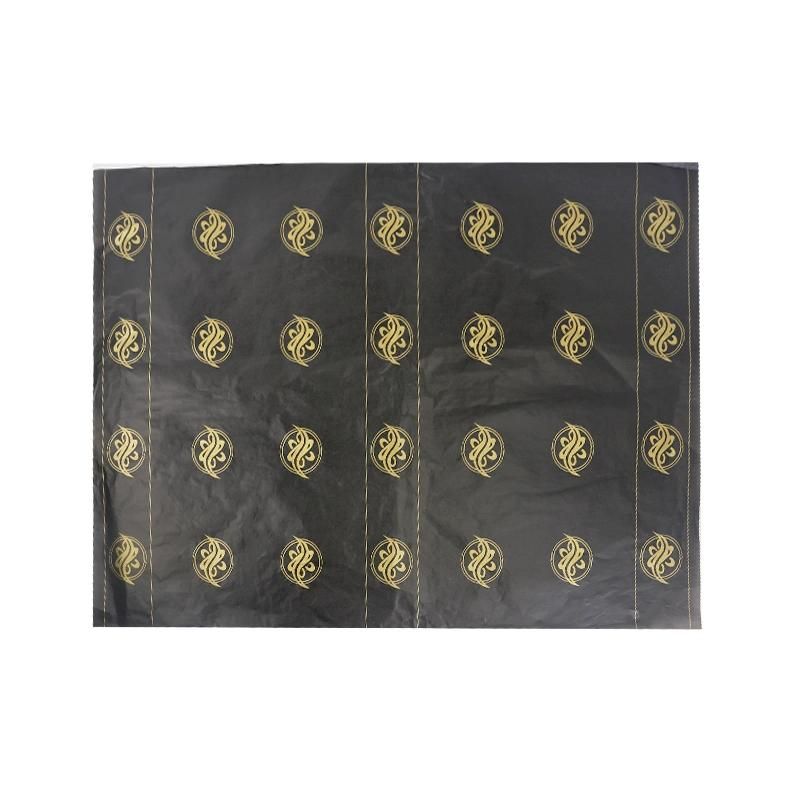 Custom 17GSM Gold Stamp Printed Black Tissue Paper