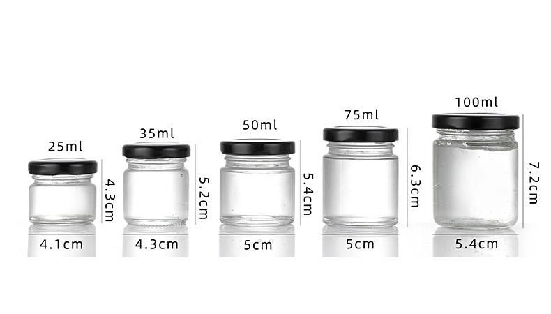 Personalized Carton Custom Label 25ml 30ml Glass Mini Jam Jar with Lids