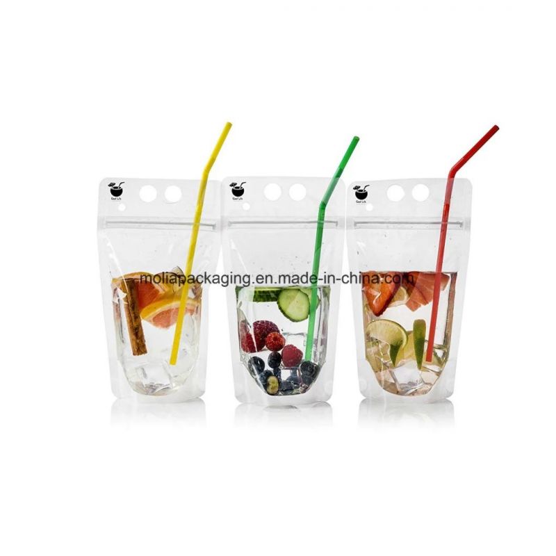 Biodegradable Wholesale Juice Custom Clear Plastic Zipper Pouch Stand up Pouch Food Bags