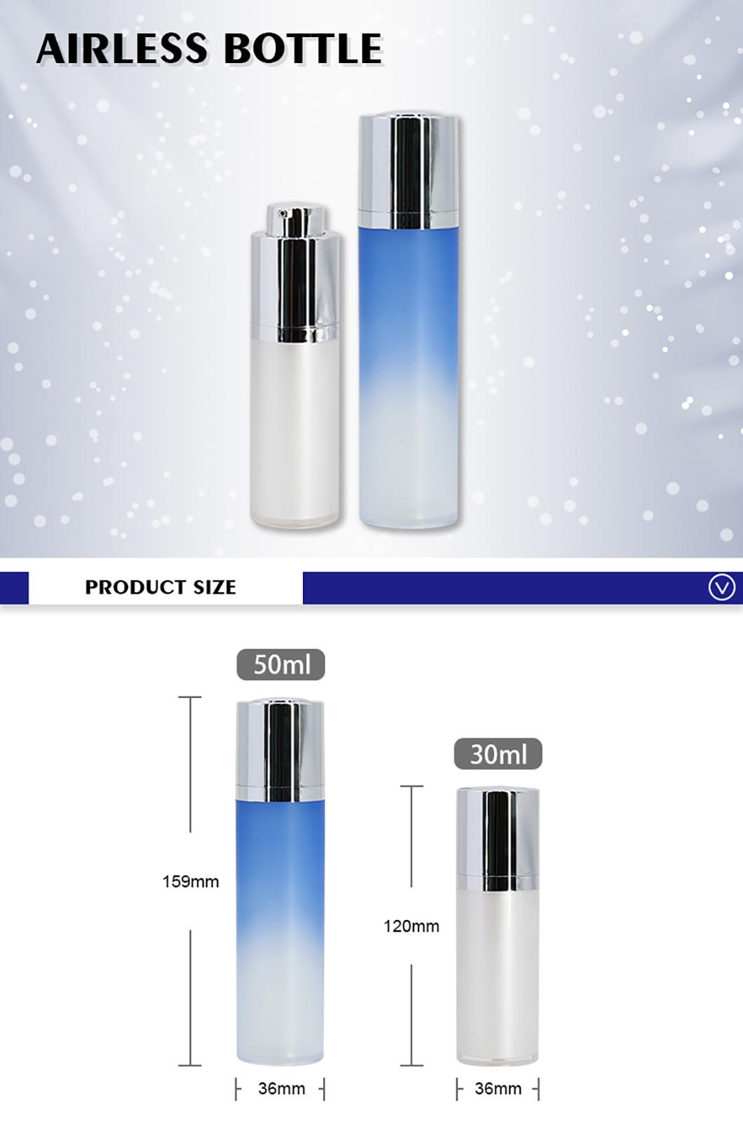 Luxury Empty Cosmetic Skincare Plastic Container Serum Bottles Acrylic Airless Bottle 15ml 30ml 50ml