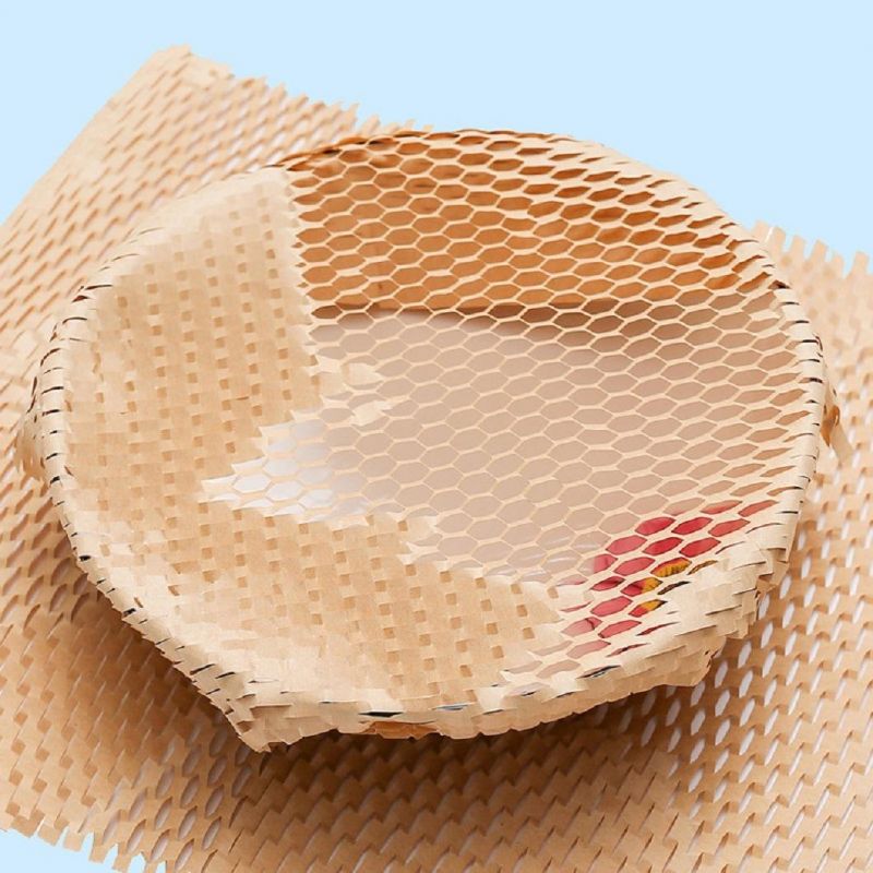 Eco Friendly Recyclable Packaging Materials 80GSM Wrapping Roll Kraft Honeycomb Paper