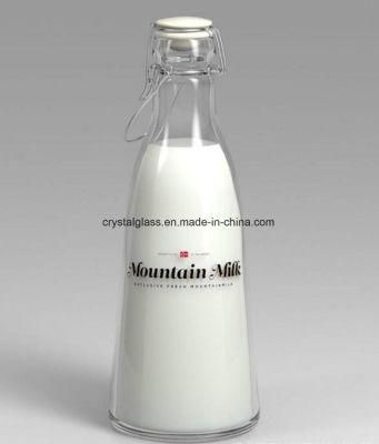 500ml Glass Juice Drinking Bottle with Color Ceramic Clip Cap