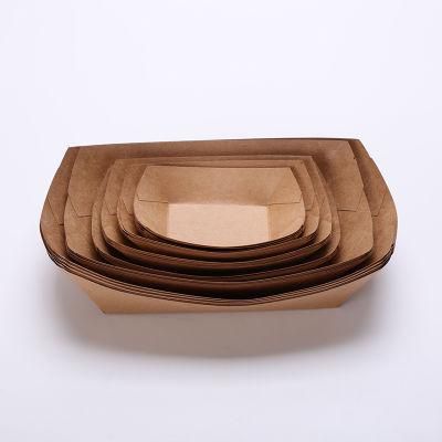 Recycled Hot Food Tray, Disposable Paper French Fries Box Biodegradable Food to Go