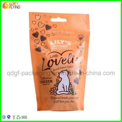 Dog Food Bag with Zipper and Window/ Plastic Packaging with Euro Hole.