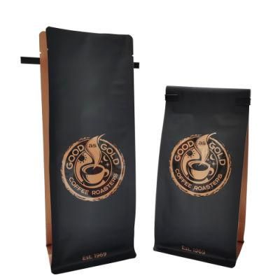 Customization Logo 1kg Box Bottom Gusset Paper Coffee Packaging Bag with Tin Tie