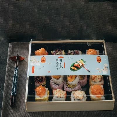 Transparent Food Box Take Away Cool Sala Sushi Janpanese Paper Meal Box Food High Wood Natural Quality Container