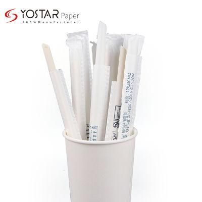 Custom Disposable Independent White Paper Packaging Coffee Juice Drink Disposable Straw