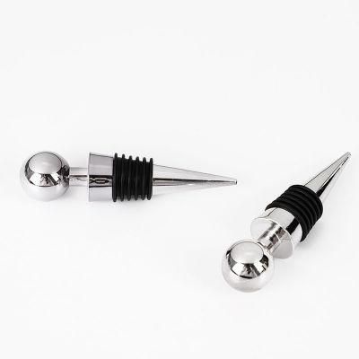 Supplies Customized Zinc Alloy Metal Plated Ball Shape Bottle Stopper Pourer Spout Decorative Beverage Wine Stopper for Sale