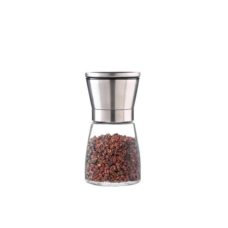 China Supplier 180ml Kitchen Salt Spice Glass Grinder Bottle with Manual Mills Cap