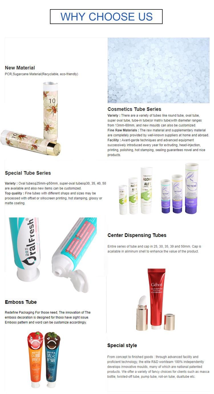 Plastic Soft Tubes Cosmetic Hand Cream Packaging for Facial Cleanser