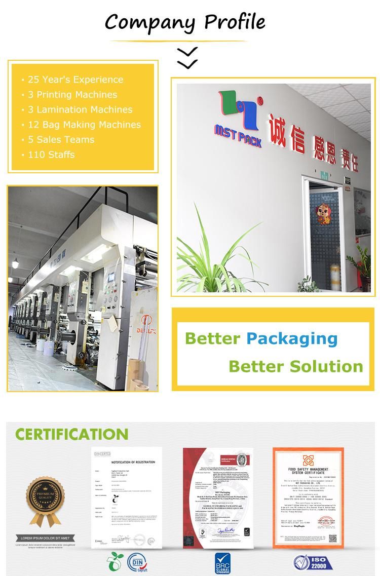 Food Grade Wholesale Custom Materials Food Packaging with Zipper