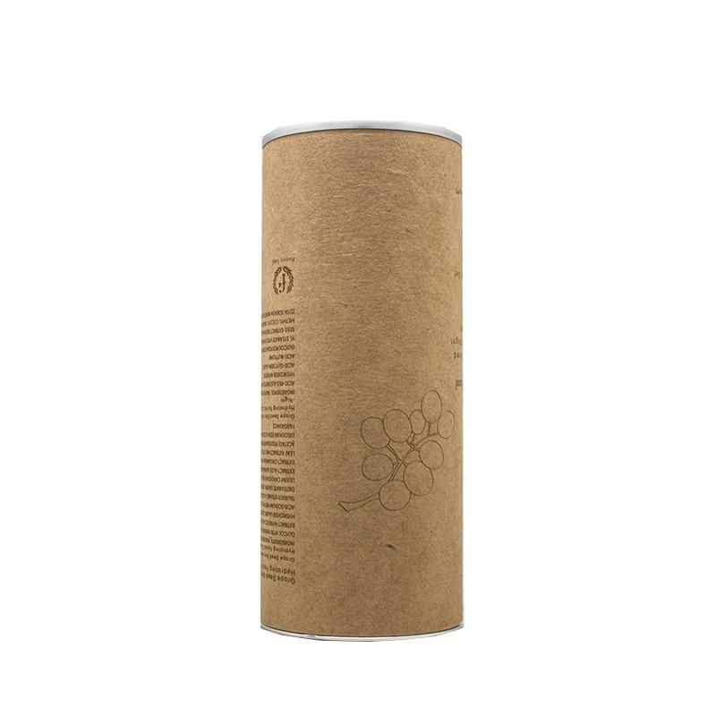 Custom Printing Brown Kraft Paper Round Tube Packaging Box with Iron Lid