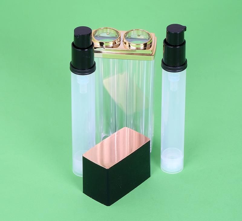 15ml *2 Double Tube Empty Plastic Square Bottle for Skin Care Products Liquid Foundation Serum