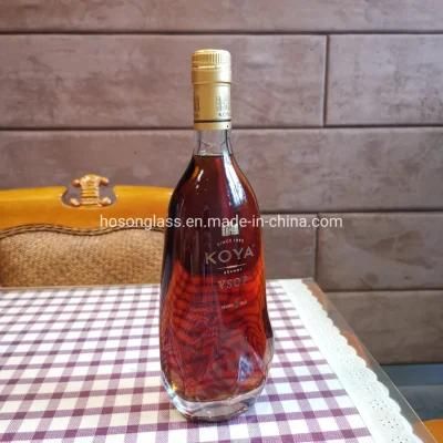 Hoson Hot Sale High Temperature Gold Decaling Vsop Brandy Glass Bottles 70cl 100cl