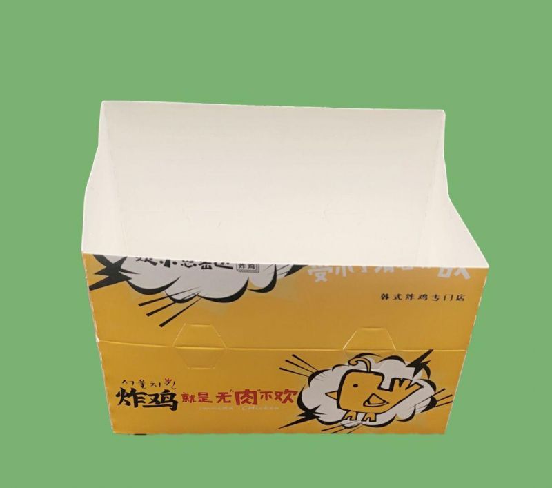 Custom Design Recyclable Packaging Take Away Disposable Paper Cake Fried Chicken Food Packaging Box with Handle