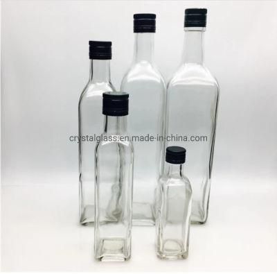 100ml Transparent Square Glass Olive Oil Bottle with Plastic Cap