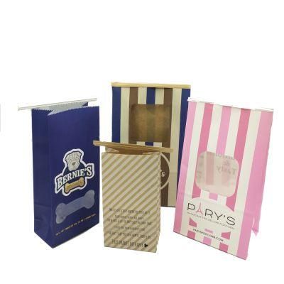Food Grade Kraft Paper Tin Tie Brown Flat Bottom Packaging Bag with Clear Window