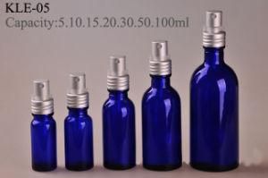 Screw Silver Aluminum Pump Blue Glass Bottle (EOB-4)