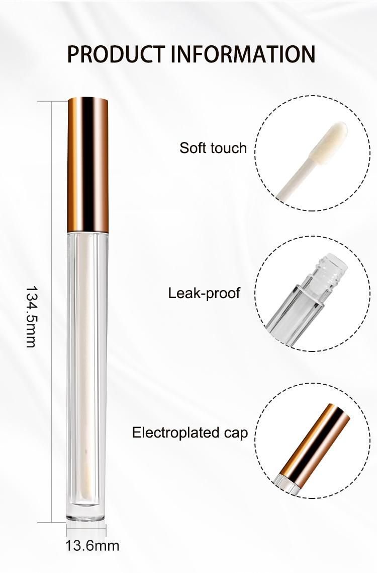 Custom Luxury Empty Cute Mini 3ml 3.5ml 4ml Lip Gloss Tube Yellow Pink Clear Transparent Lipgloss Tubes with Brush