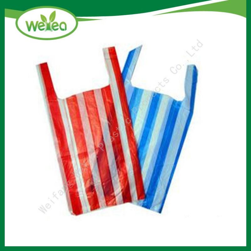 Factory Wholesale Disposable Stripped Plastic Shopping Bags with Custom Logo