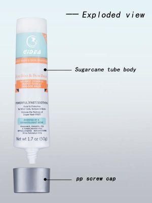 50ml Eco Friendly Skincare Sustainable Cosmetic Oval Tube Sugarcane Cosmetic Tube