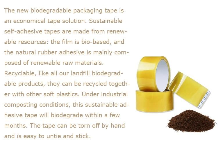 Eco Friendly Compostable Biodegradable Clear Self Adhesive Packaging PLA / Cellophane Tape with Logo Printing