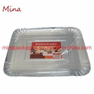 Custom Paper Plates Disposable Foil Silver Tableware Kit Silver Rectangle Paper Party Plate