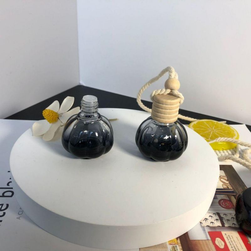 Empty 8ml 15ml Car Air Freshener Bottles Wooden Cap Glass Hanging Perfume Bottle Fragrance Diffuser Ombre Pumpkin Round Shape